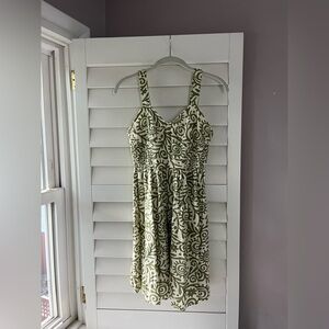 Japana Women’s XS Green & White Linen-Blend Sleeveless Dress